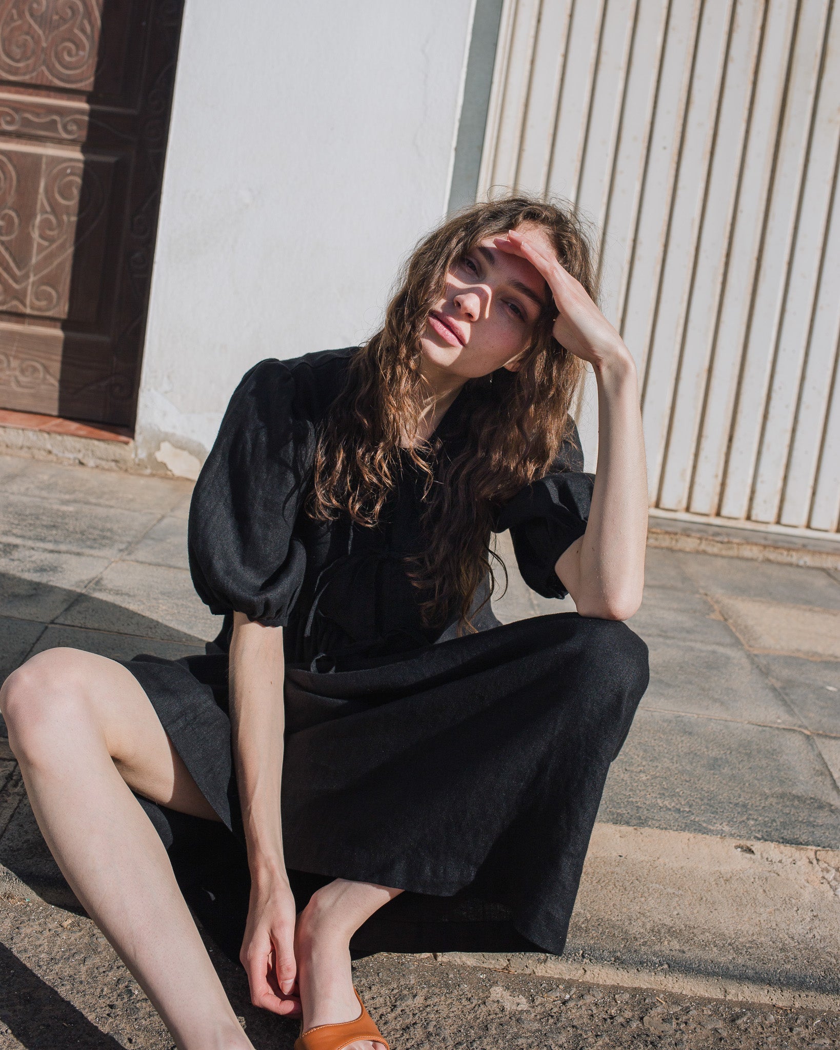 ROSEMARY bow tie linen dress - notPERFECTLINEN