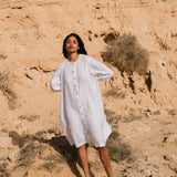 SELENE button-down linen dress