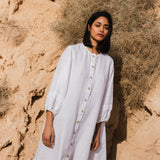 SELENE button-down linen dress