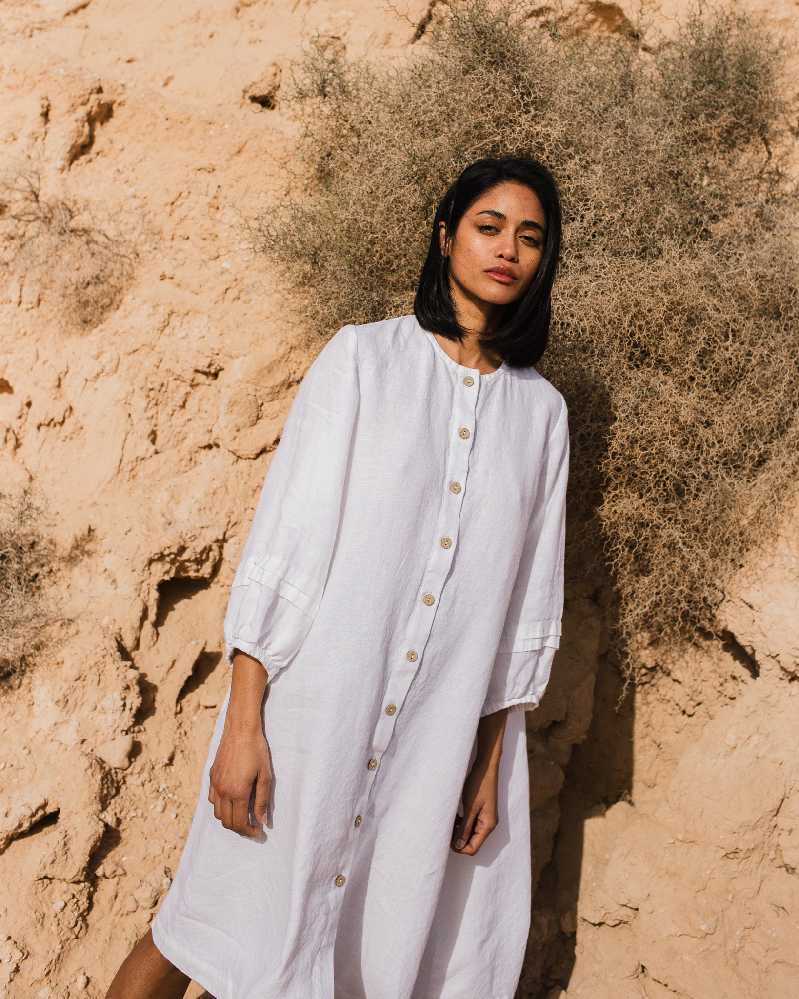 SELENE button-down linen dress - notPERFECTLINEN