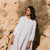 SELENE button-down linen dress