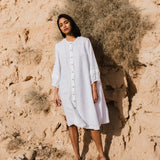 SELENE button-down linen dress