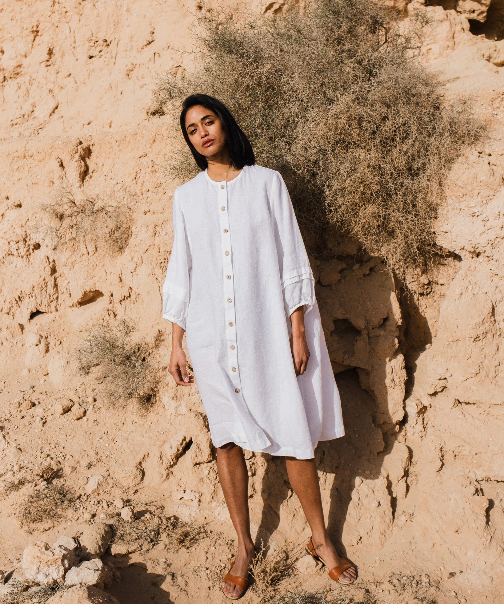 SELENE button-down linen dress - notPERFECTLINEN