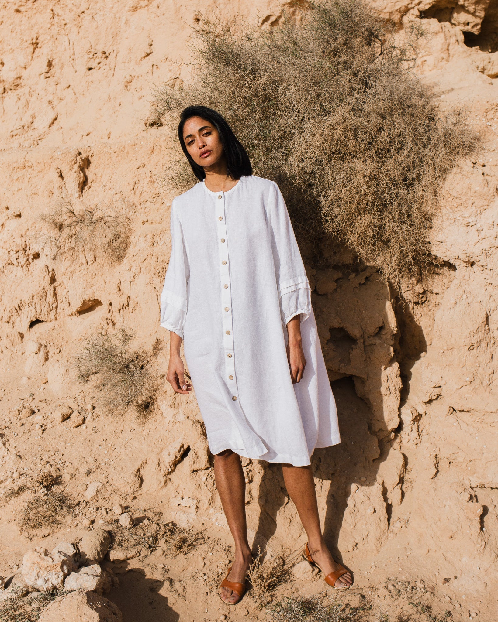 SELENE button-down linen dress - notPERFECTLINEN