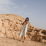 CU: Customized SARAH button down slip linen dress (Size: L; Color: Marsala)