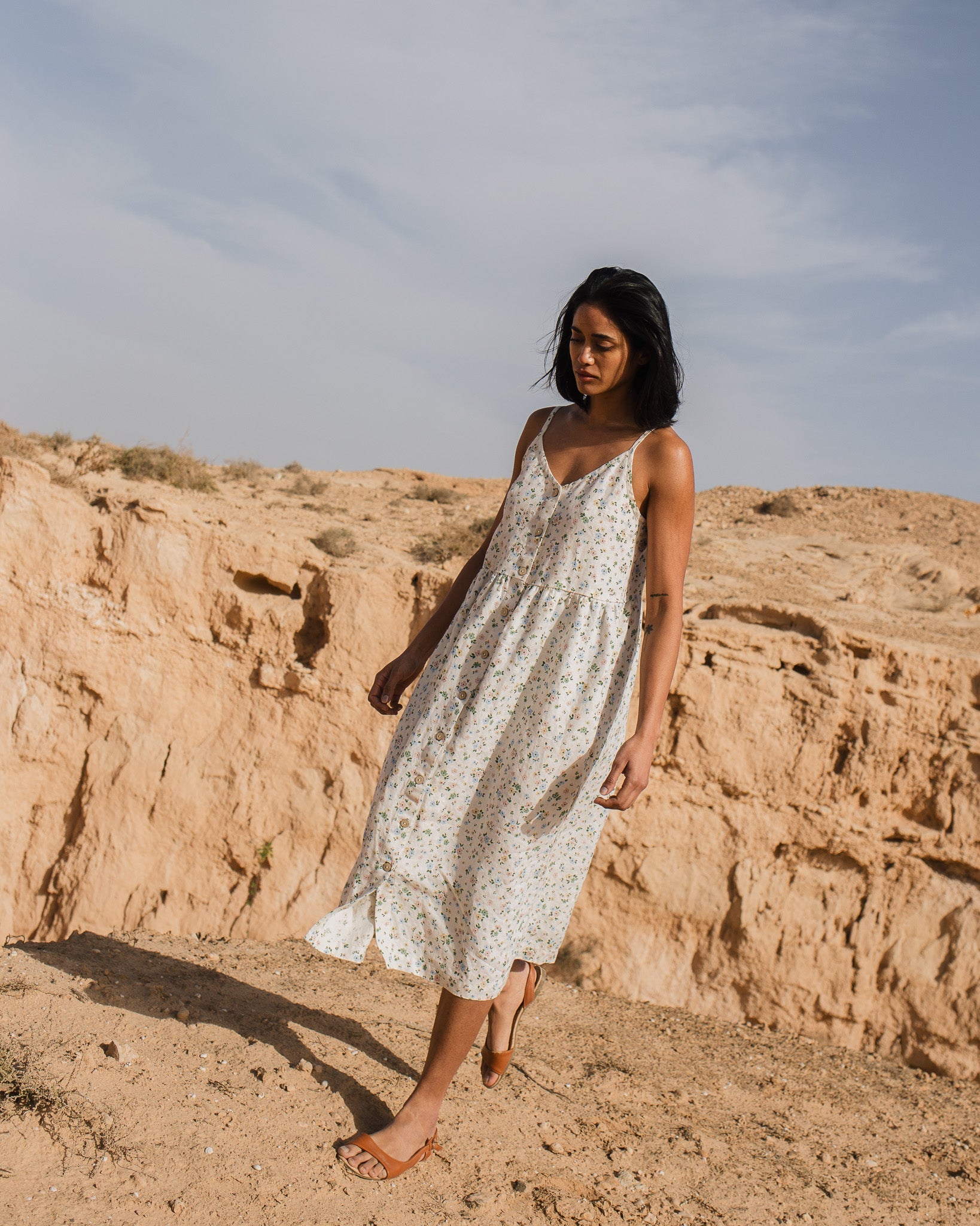 SARAH button down slip linen dress - notPERFECTLINEN