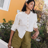 R: SOLLER linen shorts (Color: Loden Green; Size: XS)