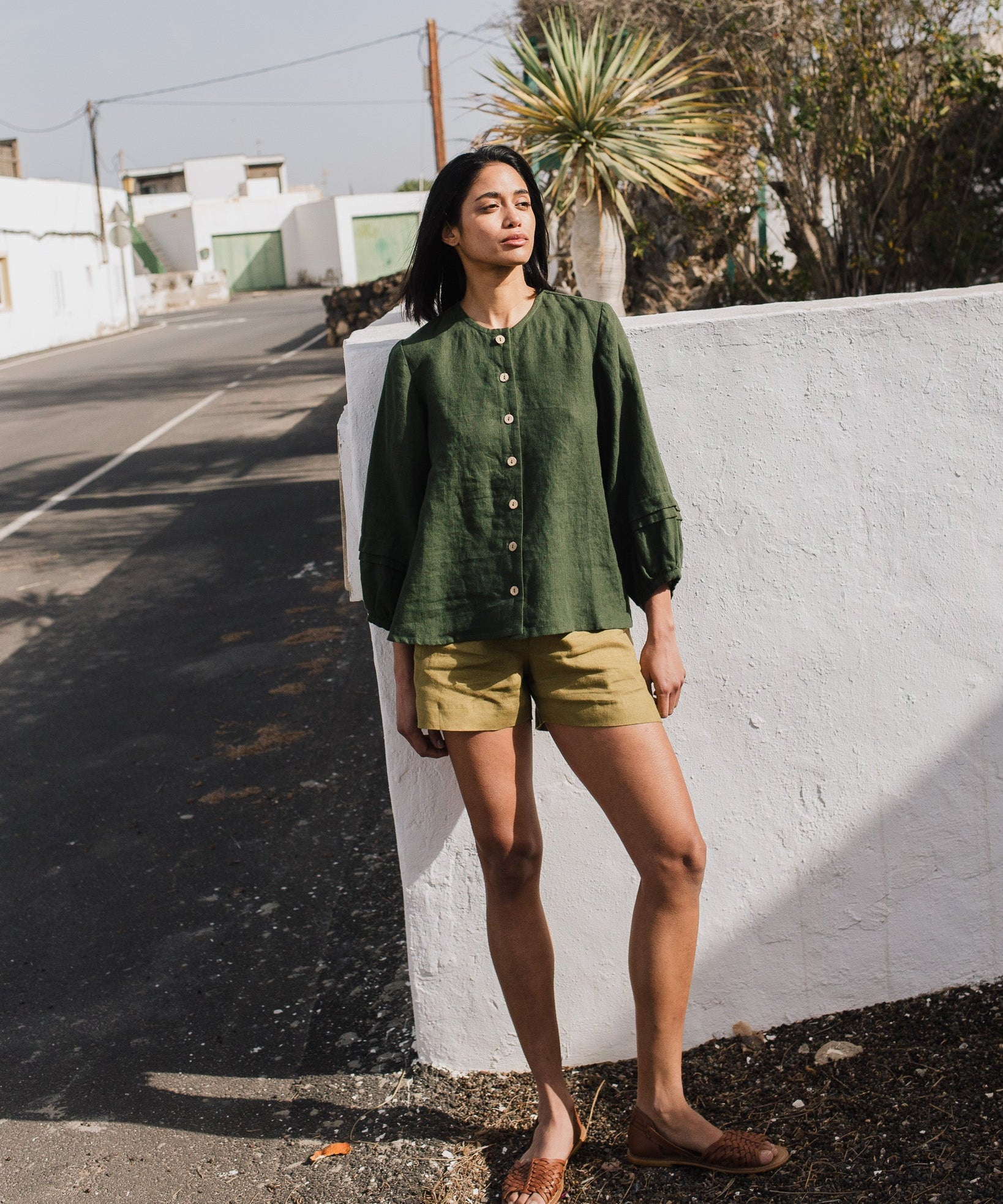 ELMINA button-up linen shirt - notperfectlinen