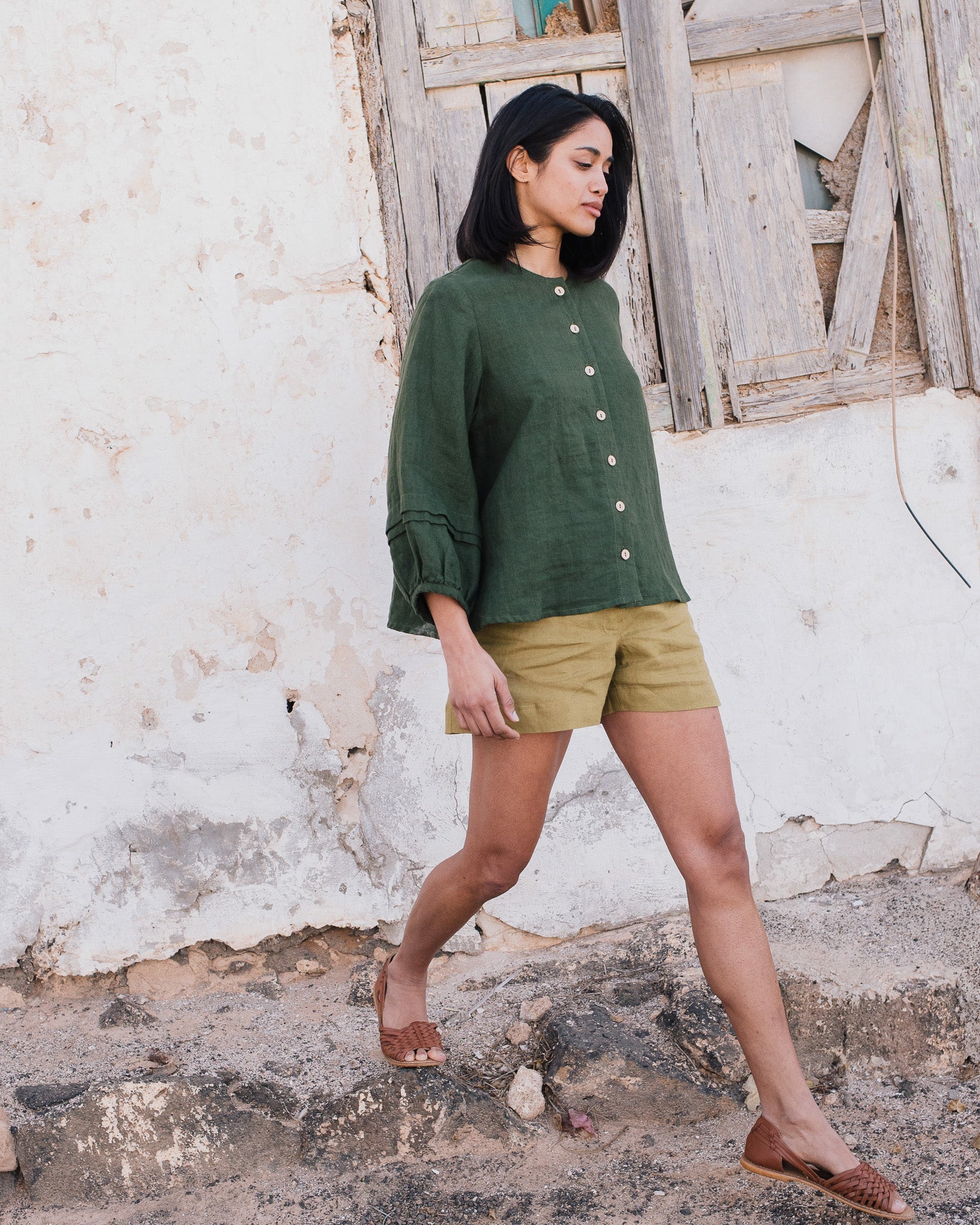 ELMINA button-up linen shirt - notperfectlinen