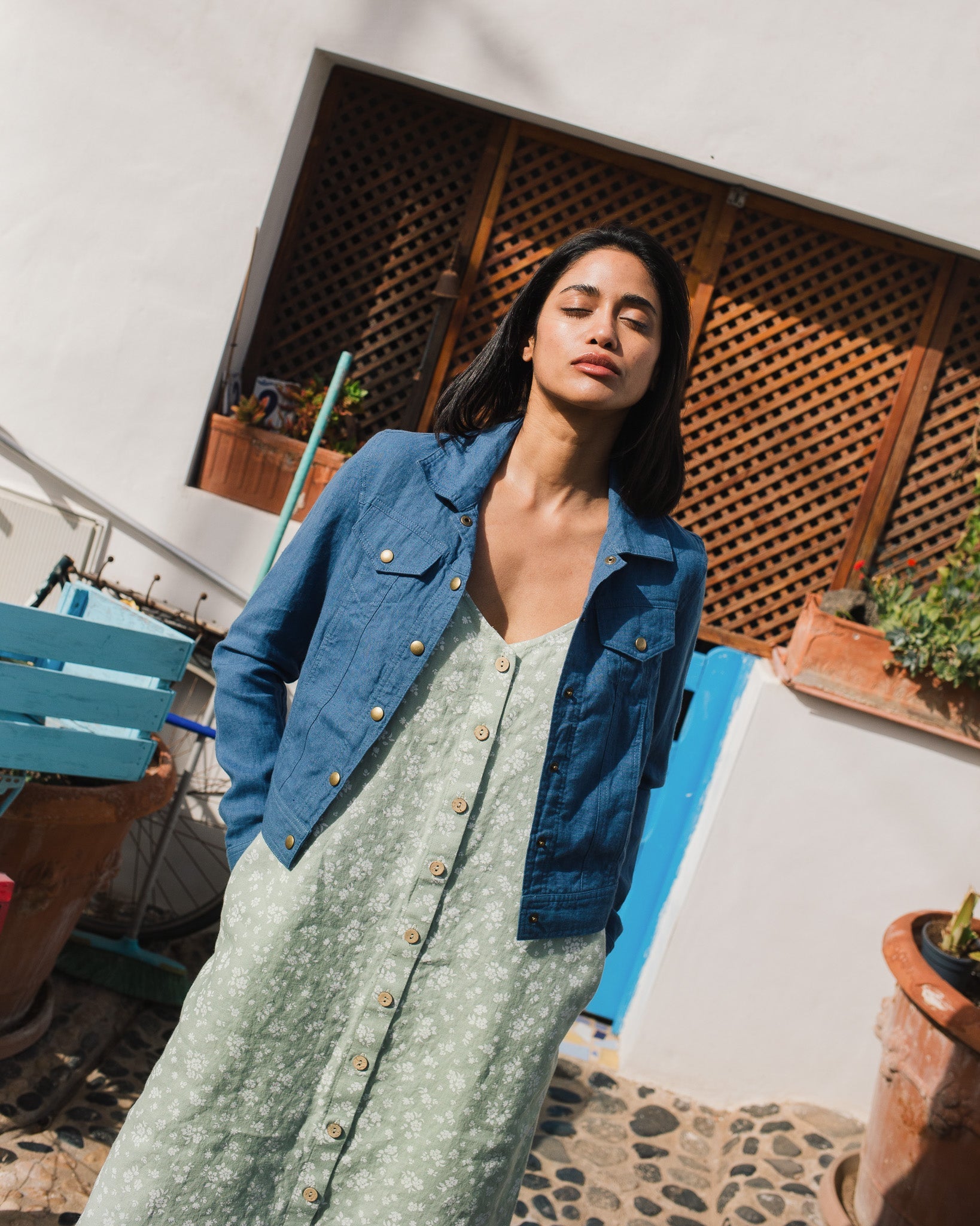 CALICO cropped linen jacket - notperfectlinen