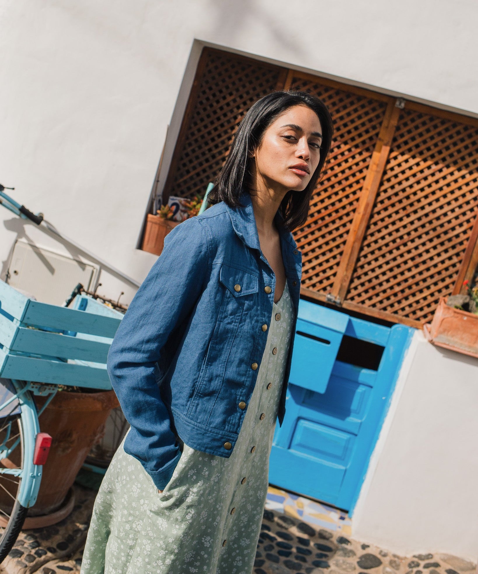 CALICO cropped linen jacket - notperfectlinen