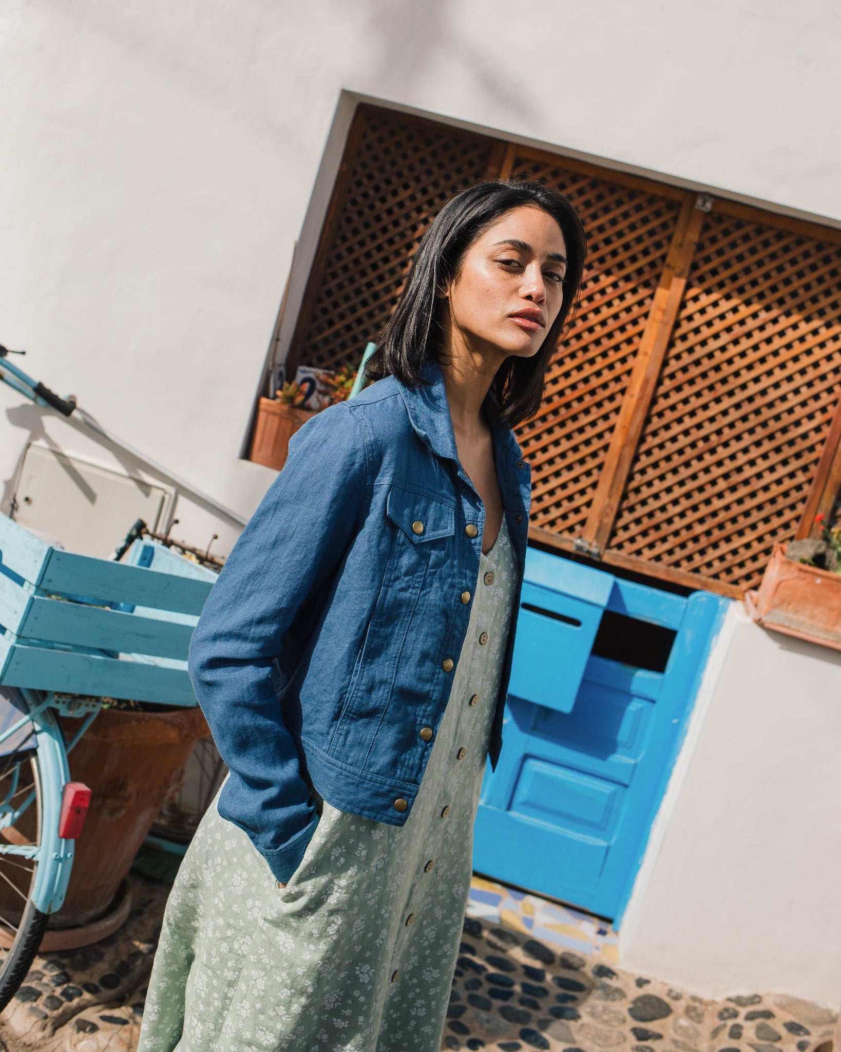 CALICO cropped linen jacket - notperfectlinen