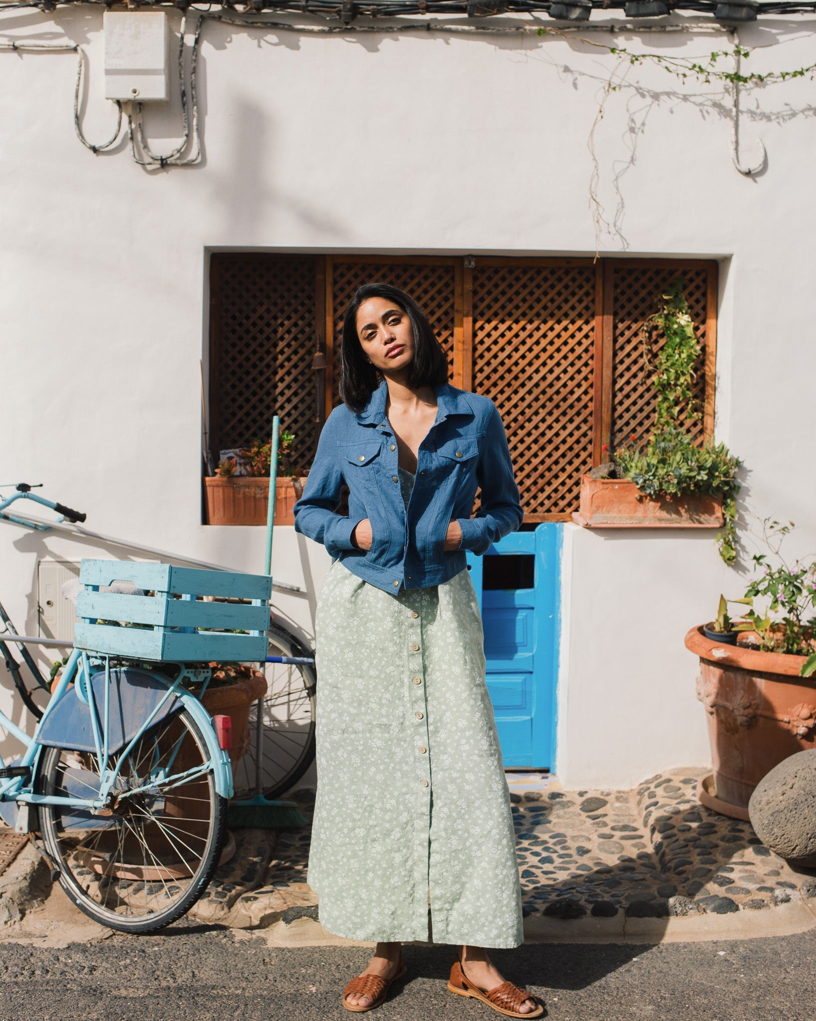 CALICO cropped linen jacket - notperfectlinen