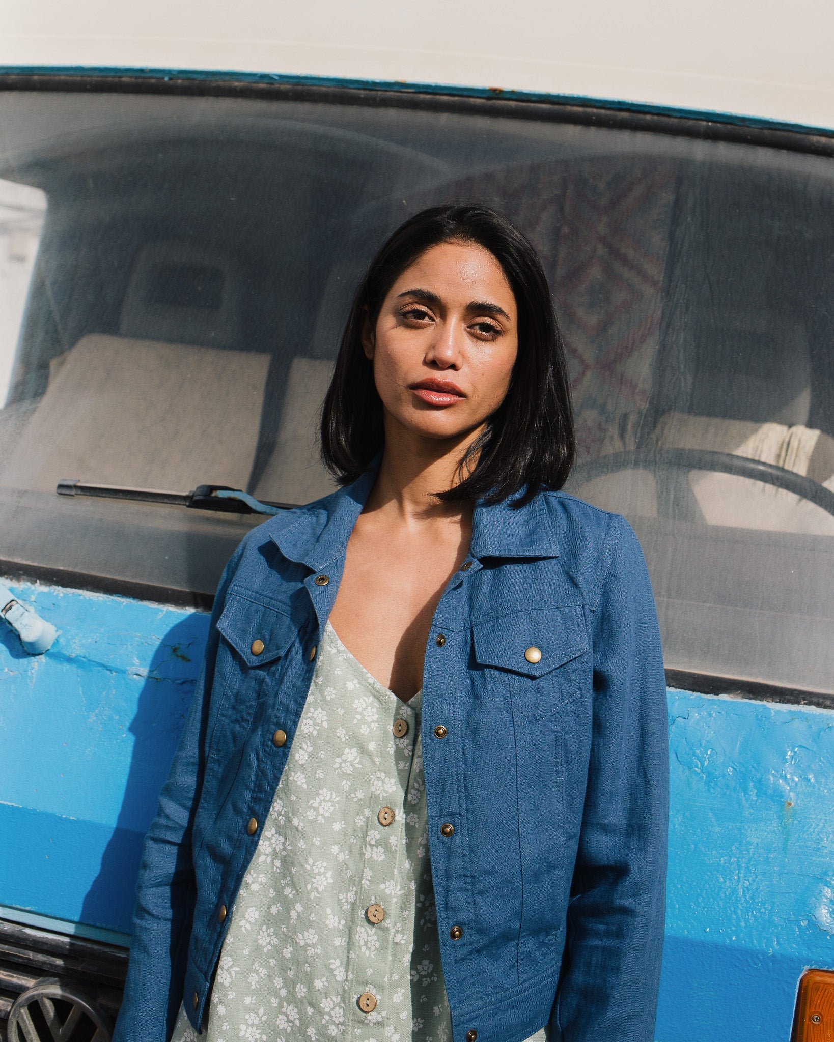 CALICO cropped linen jacket - notperfectlinen