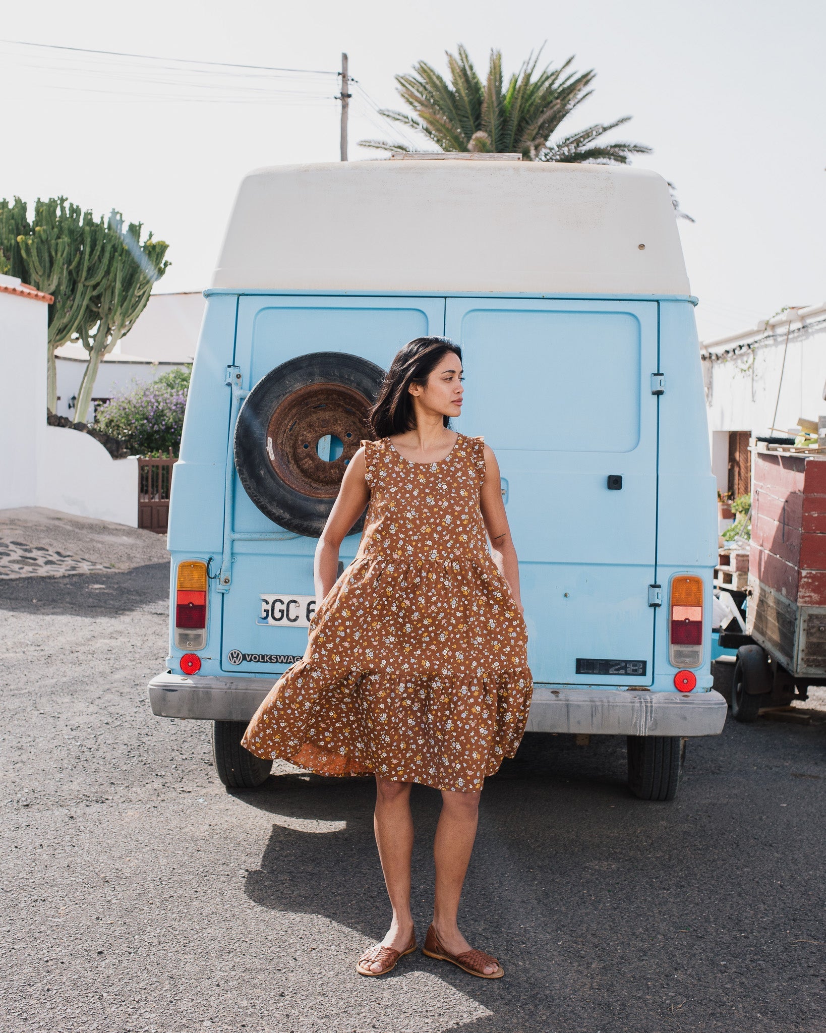 PARATY tiered midi linen dress - notperfectlinen