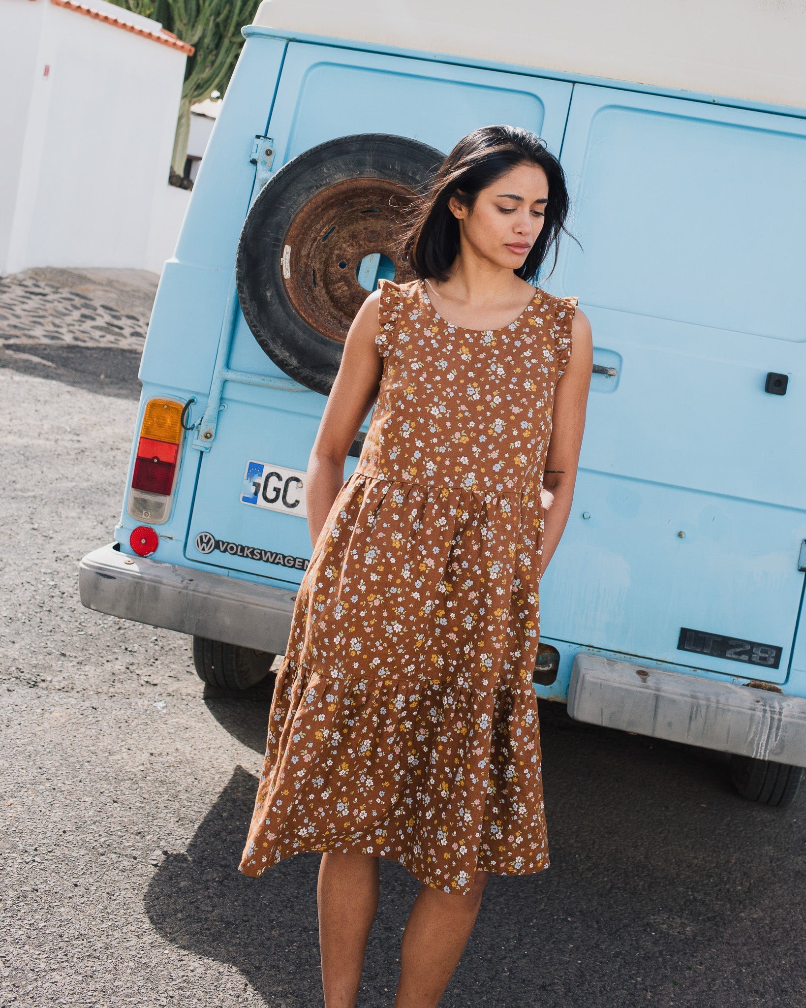 PARATY tiered midi linen dress - notperfectlinen