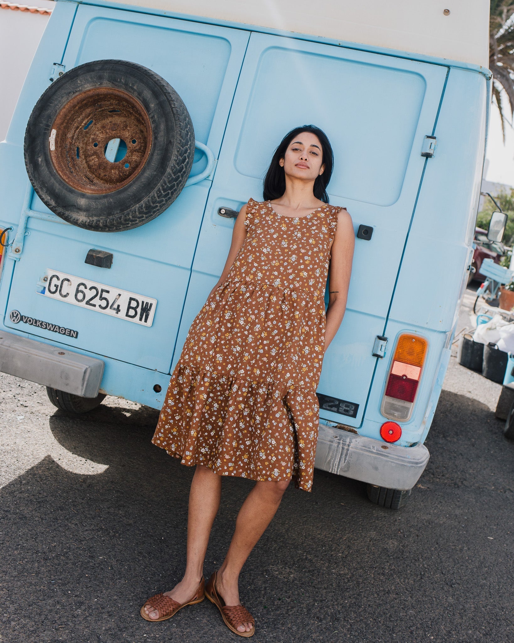 PARATY tiered midi linen dress - notperfectlinen