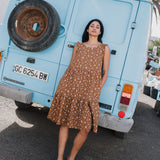 R: PARATY tiered midi linen dress (Size: S/M; Color: Deepest Black)