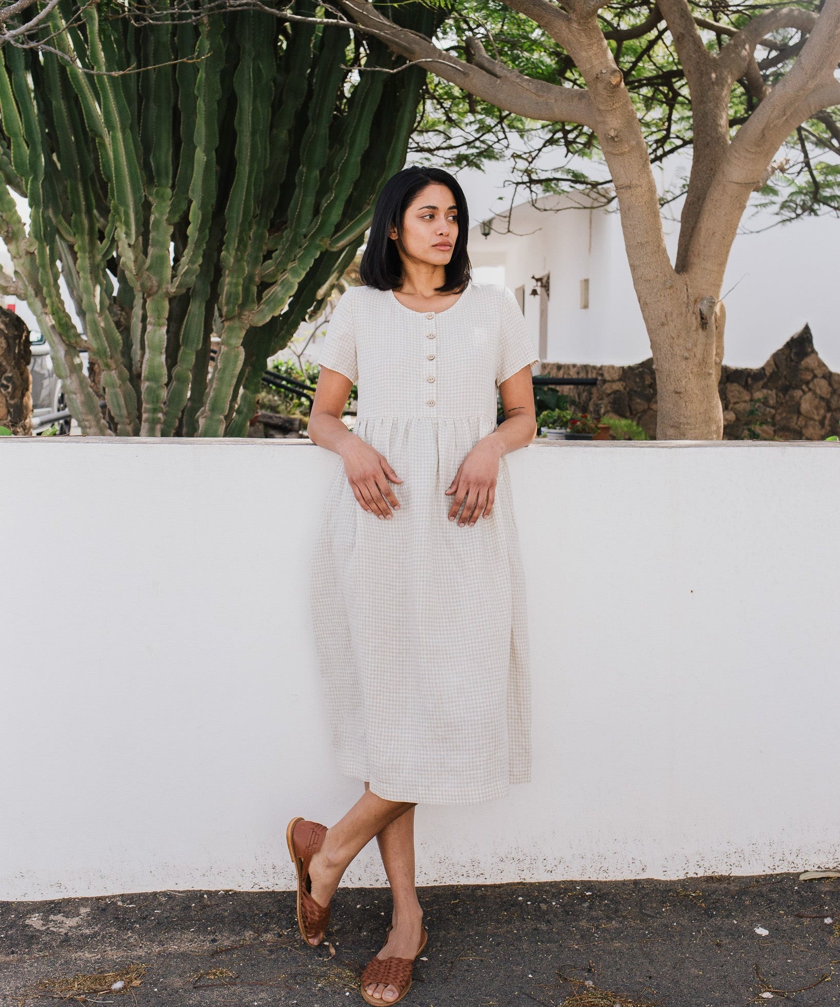Maxi MAMA-2 short sleeve linen dress - notperfectlinen