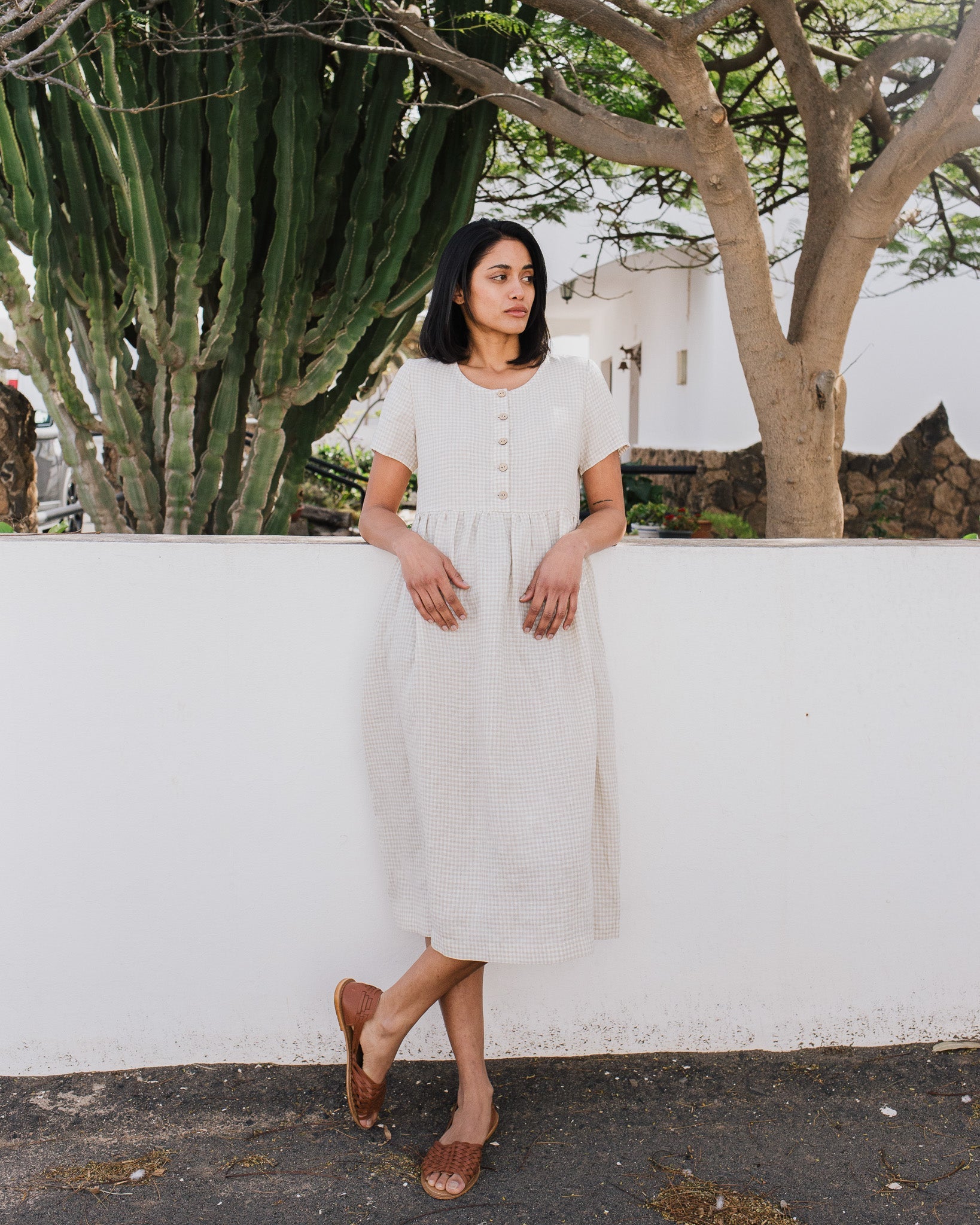 Maxi MAMA-2 short sleeve linen dress - notperfectlinen