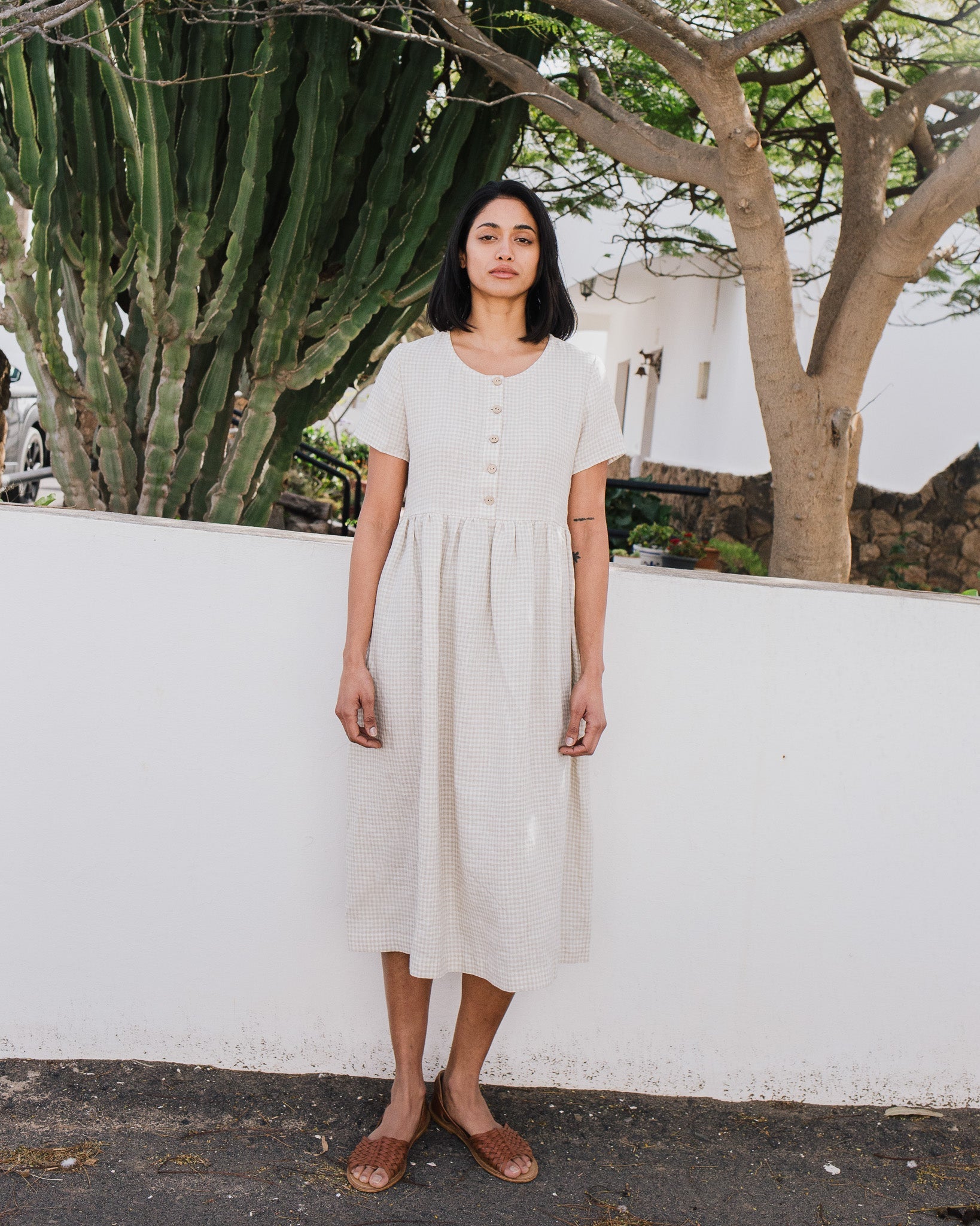 Maxi MAMA-2 short sleeve linen dress - notperfectlinen