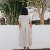 Maxi MAMA-2 short sleeve linen dress