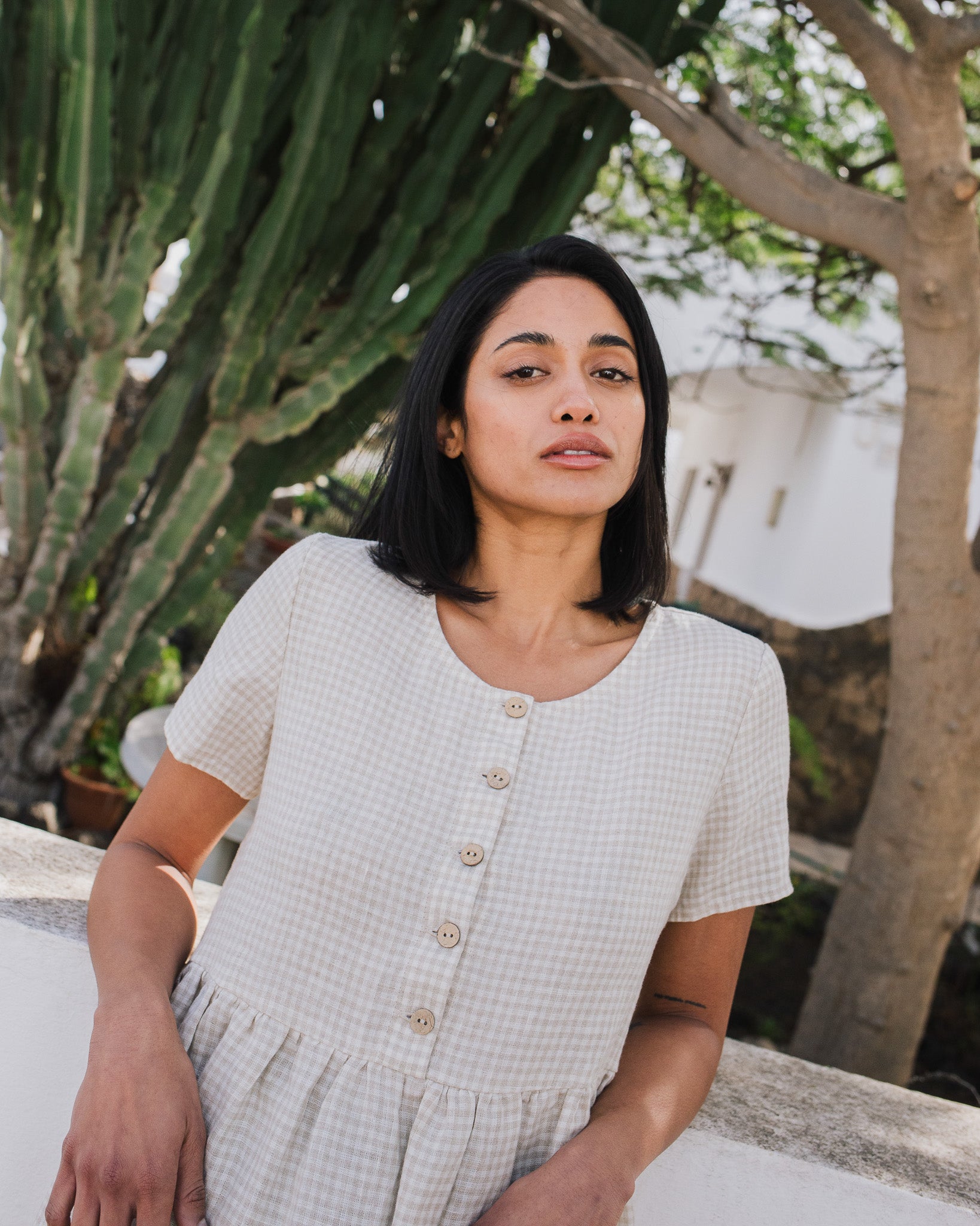Maxi MAMA-2 short sleeve linen dress - notperfectlinen