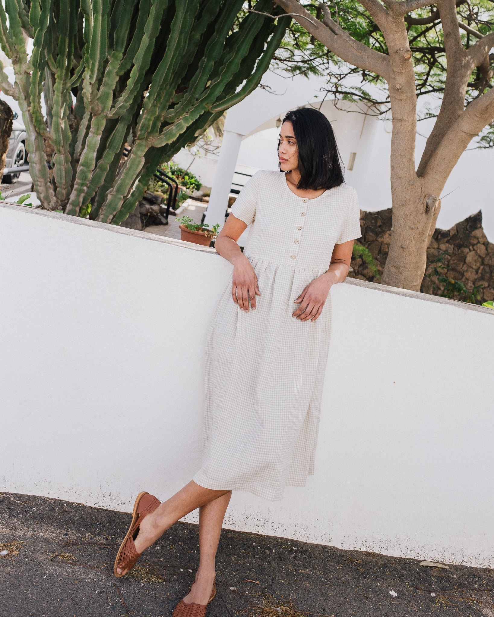 Maxi MAMA-2 short sleeve linen dress - notperfectlinen