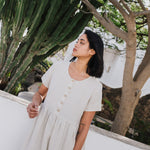 Maxi MAMA-2 short sleeve linen dress - notperfectlinen