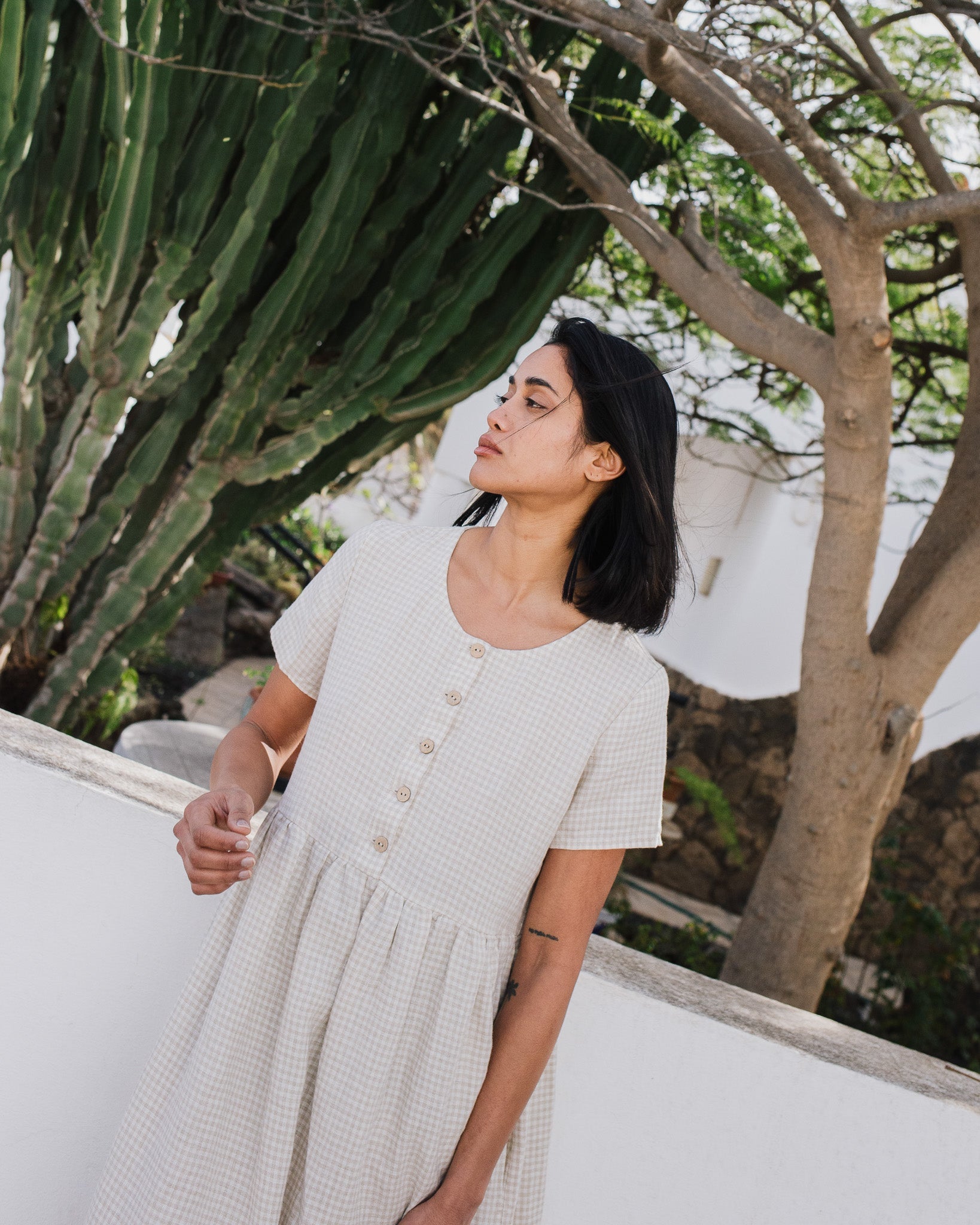 Maxi MAMA-2 short sleeve linen dress - notperfectlinen
