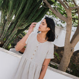 Maxi MAMA-2 short sleeve linen dress