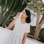 Maxi MAMA-2 short sleeve linen dress - notperfectlinen