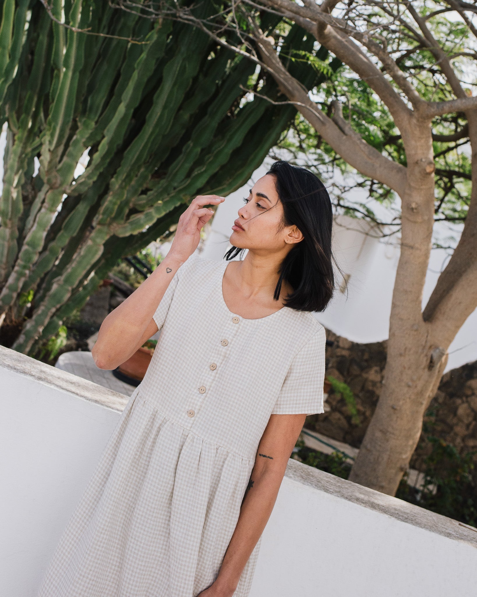 Maxi MAMA-2 short sleeve linen dress - notperfectlinen