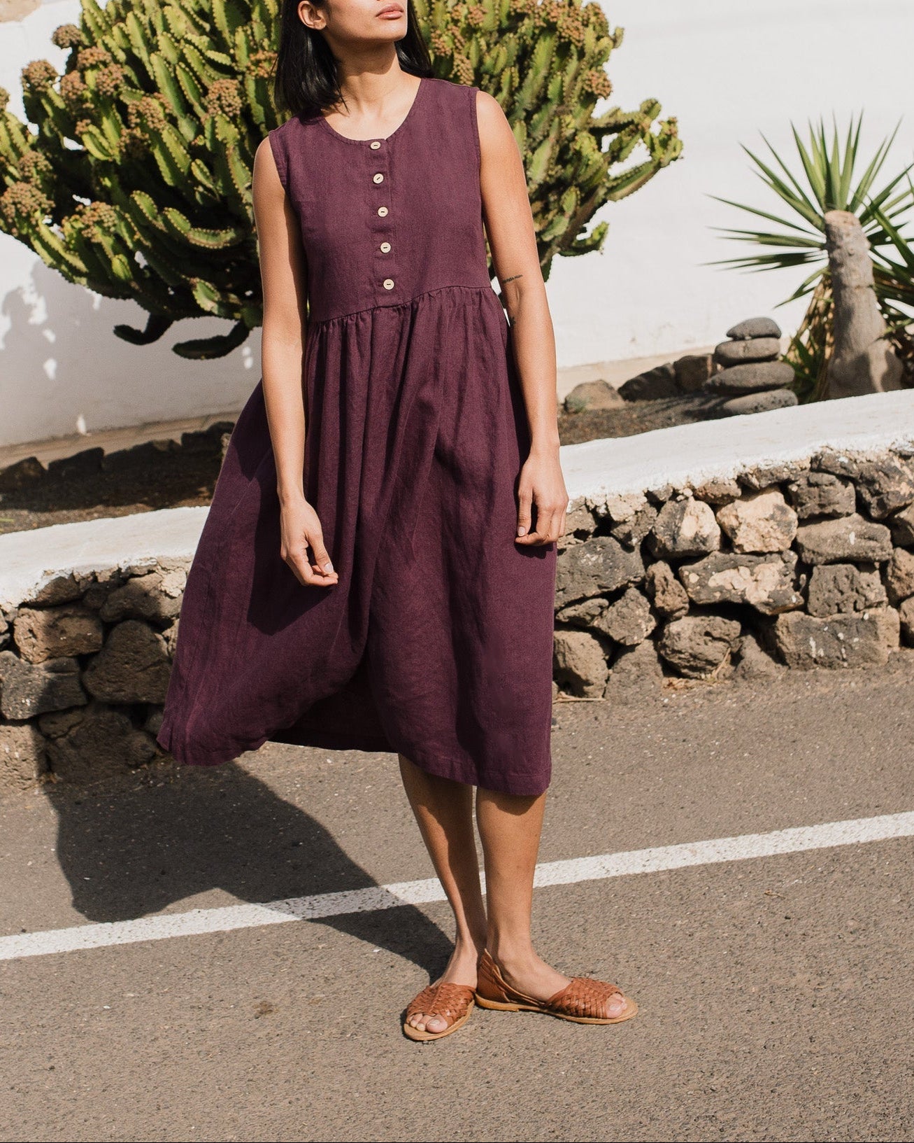 Sleeveless maxi MAMA linen dress
