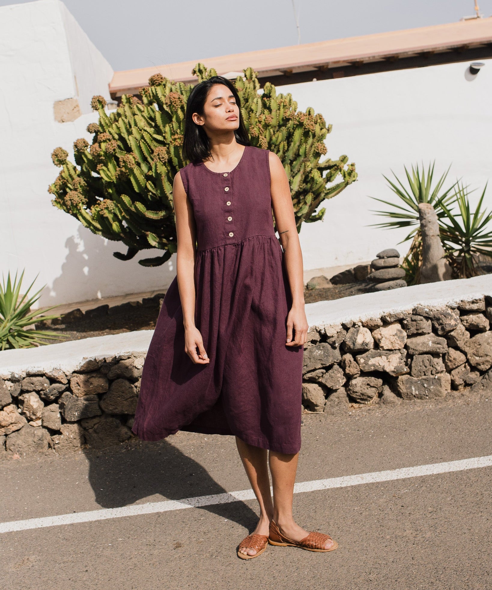 Sleeveless maxi MAMA linen dress - notPERFECTLINEN