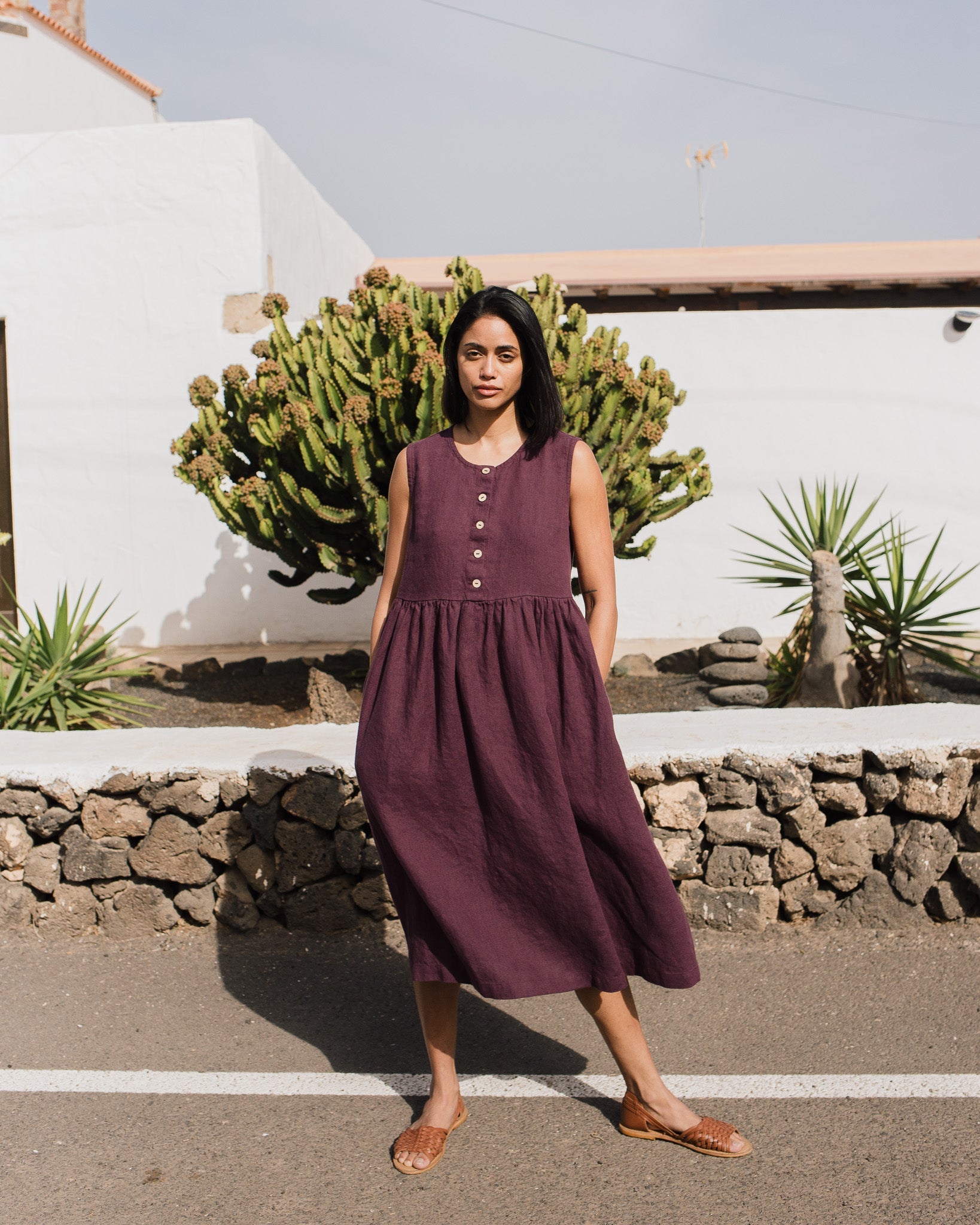 Sleeveless maxi MAMA linen dress - notPERFECTLINEN