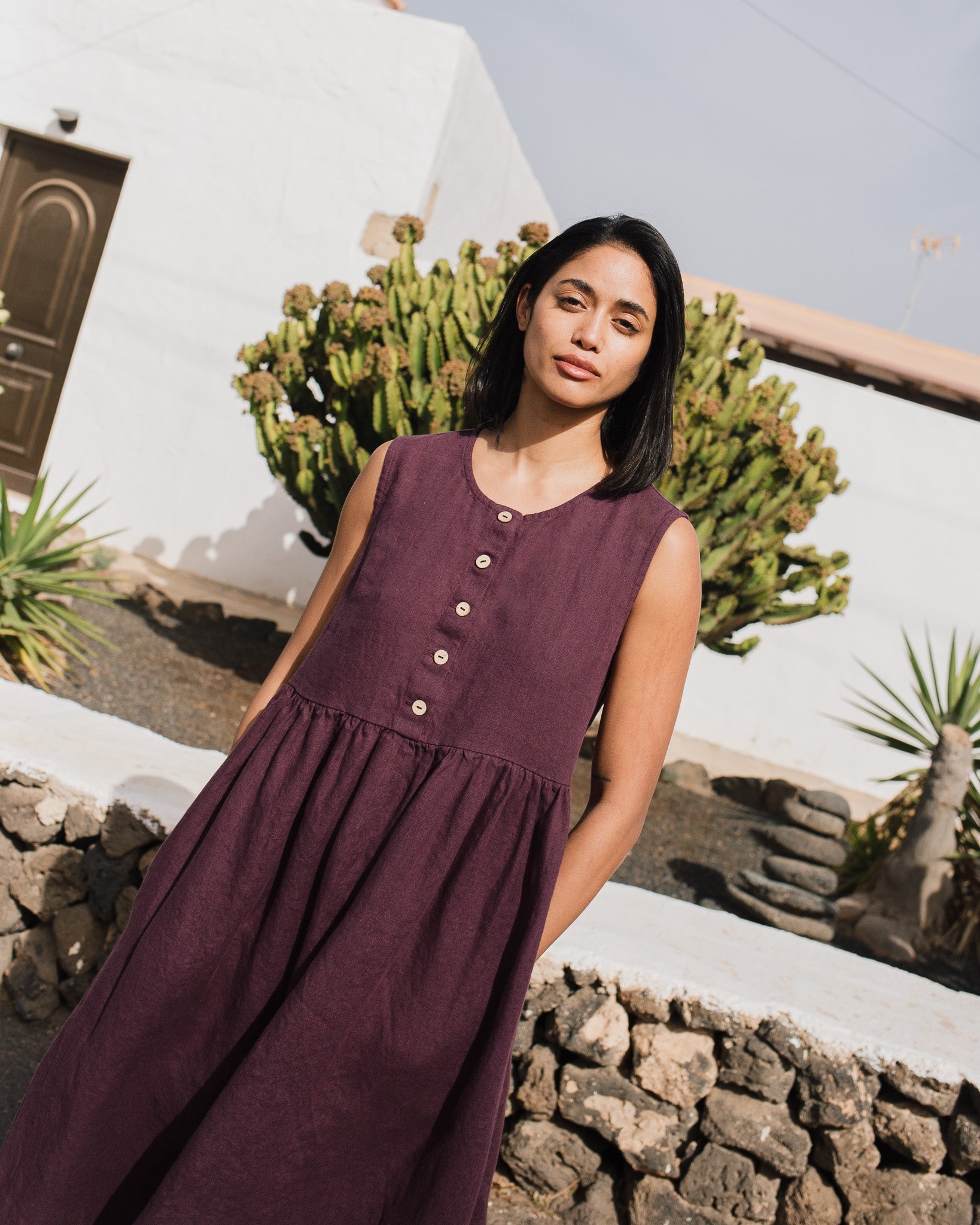 Sleeveless maxi MAMA linen dress - notPERFECTLINEN