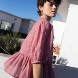 R: MELINA bow tie linen blouse (Size: M/L; Color: Cream)