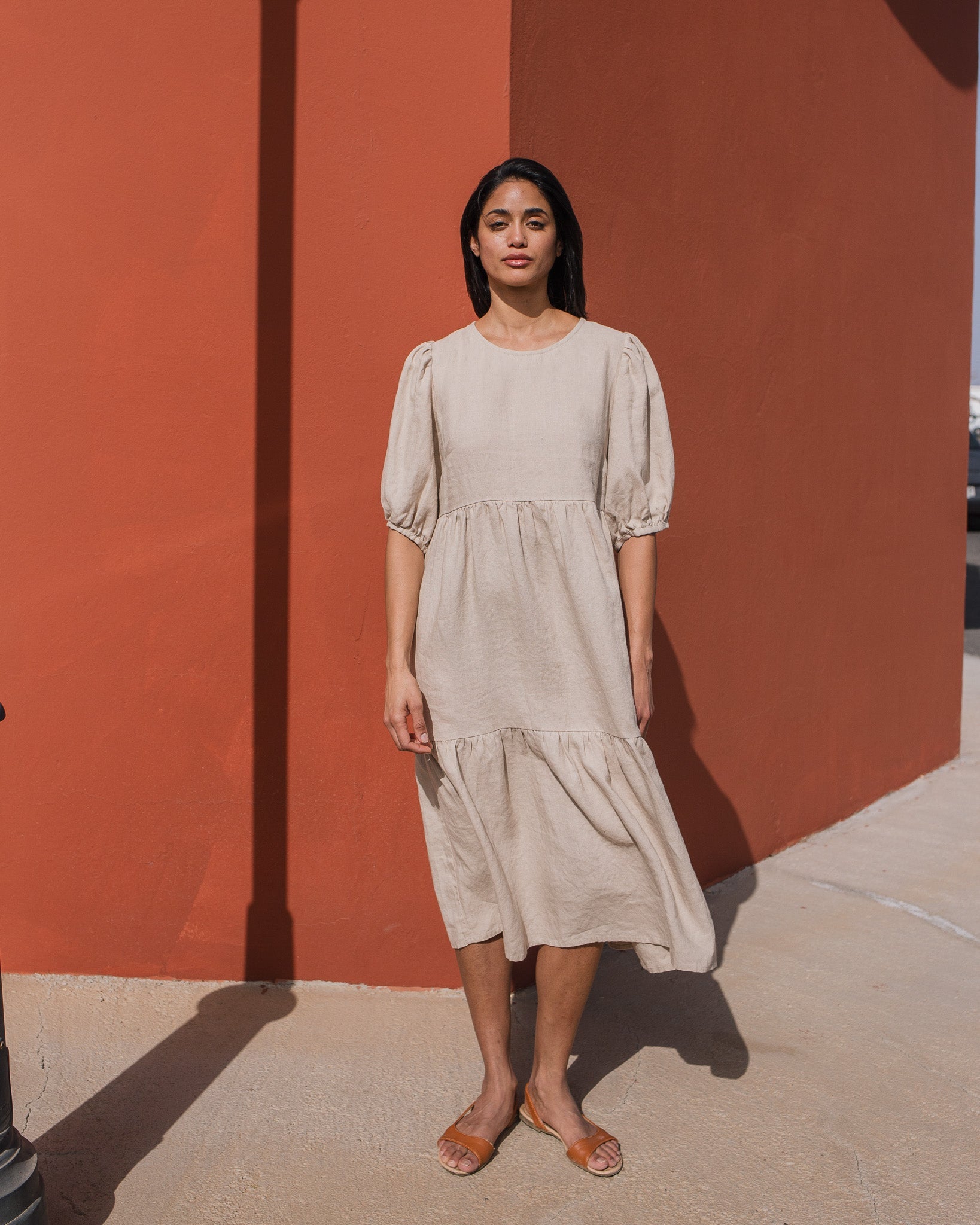 DELPHI tiered linen dress - notperfectlinen