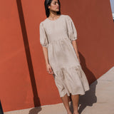 R: DELPHI tiered linen dress (Size: M/L; Color: Azure Blooms)