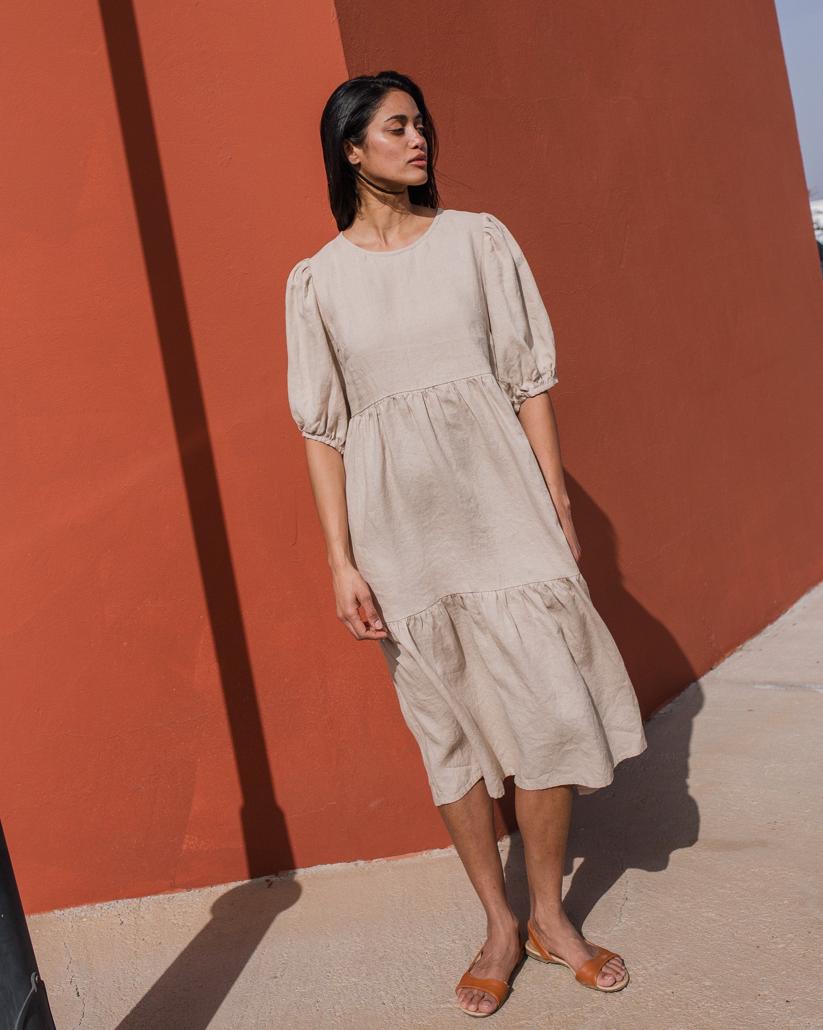 DELPHI tiered linen dress - notperfectlinen