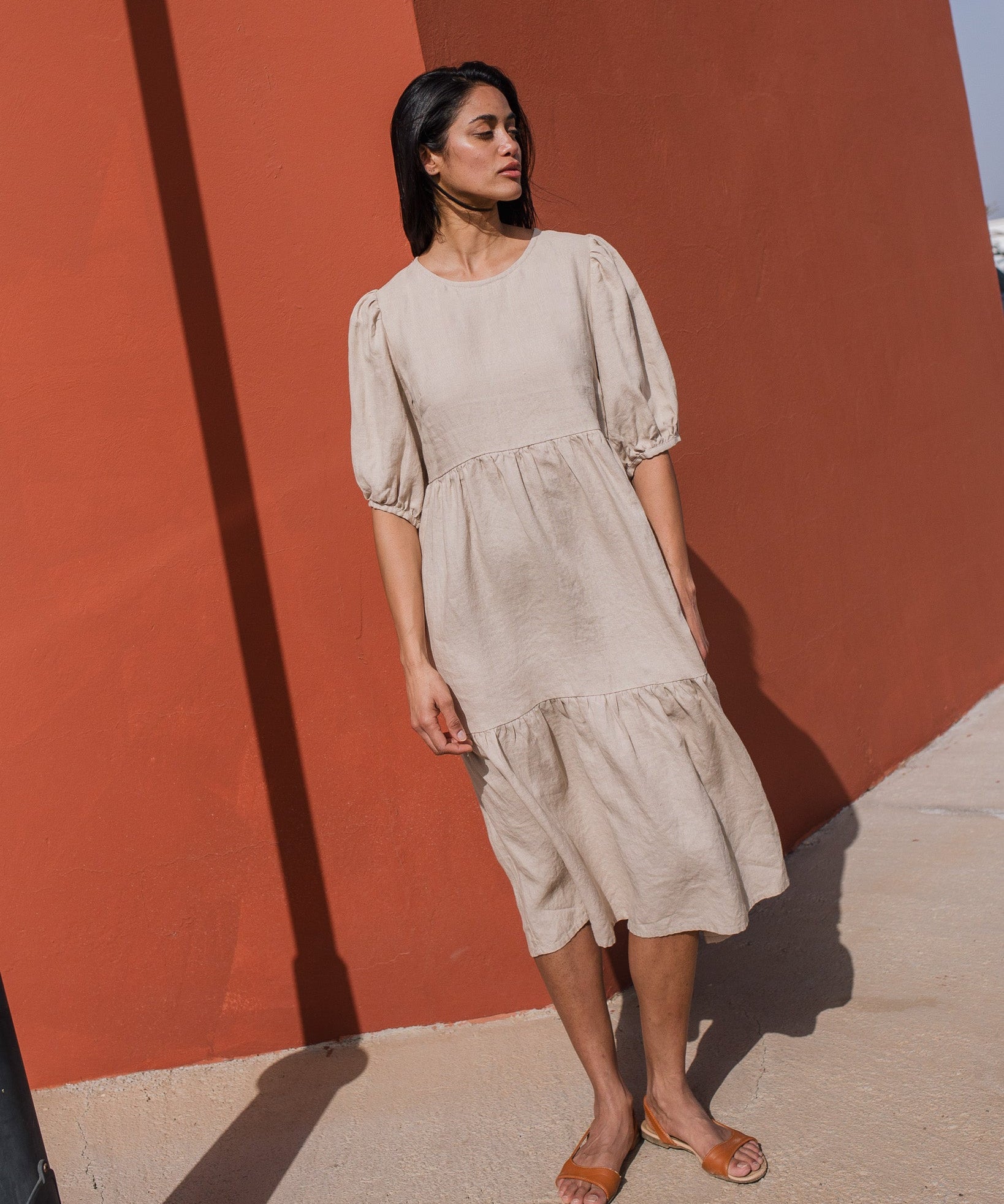 DELPHI tiered linen dress - notperfectlinen