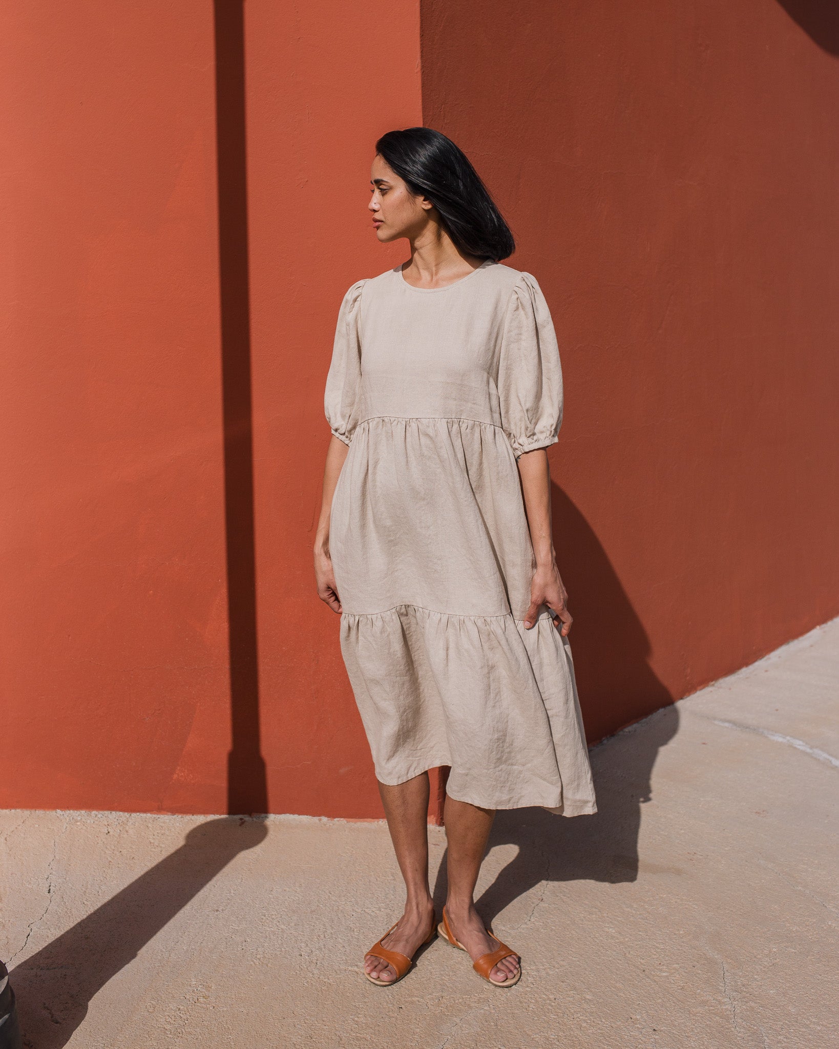 DELPHI tiered linen dress - notperfectlinen
