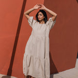 DELPHI tiered linen dress