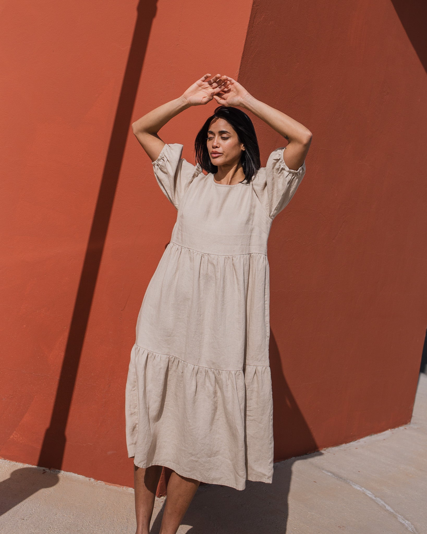 DELPHI tiered linen dress - notperfectlinen