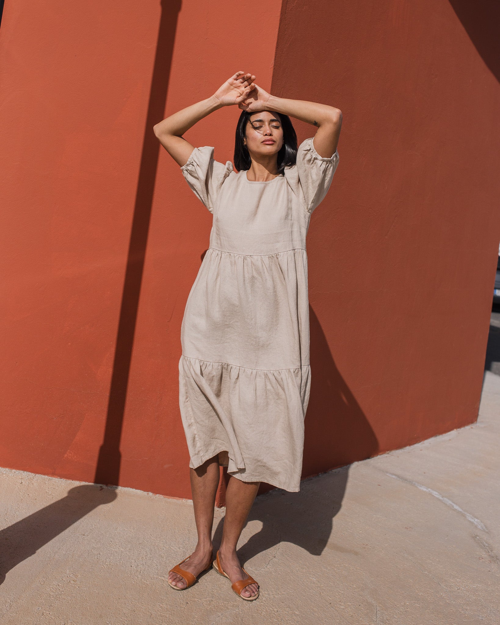 DELPHI tiered linen dress - notperfectlinen