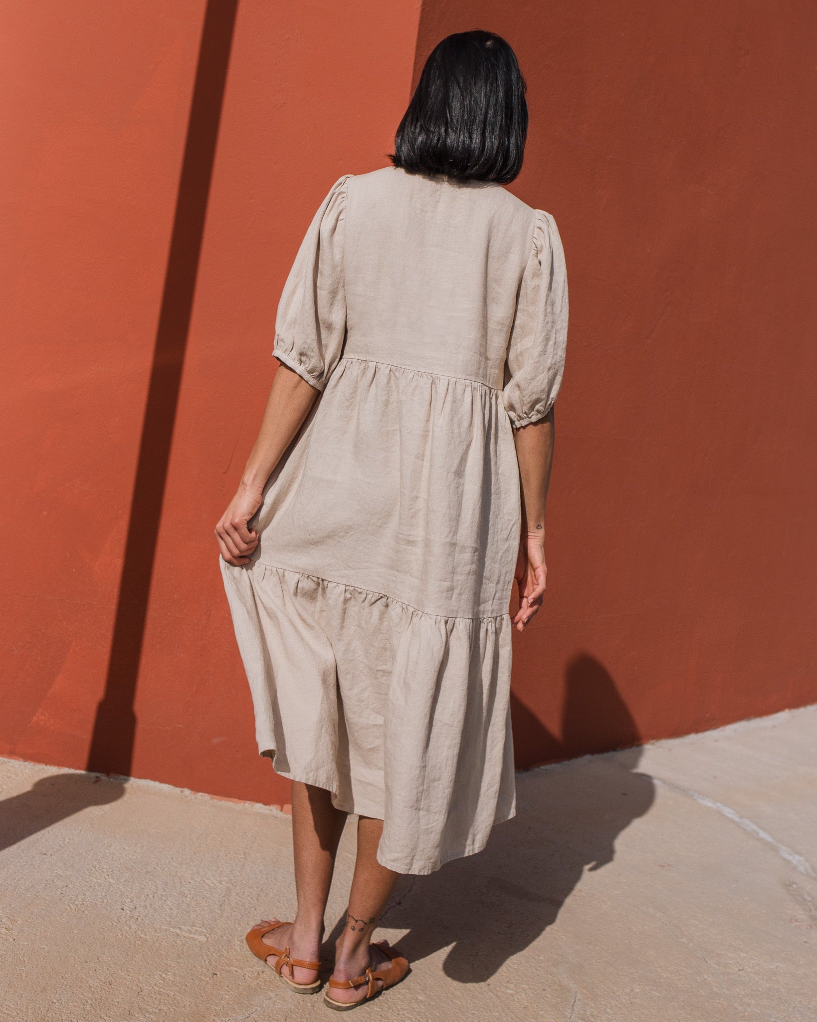 DELPHI tiered linen dress - notperfectlinen