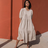 DELPHI tiered linen dress