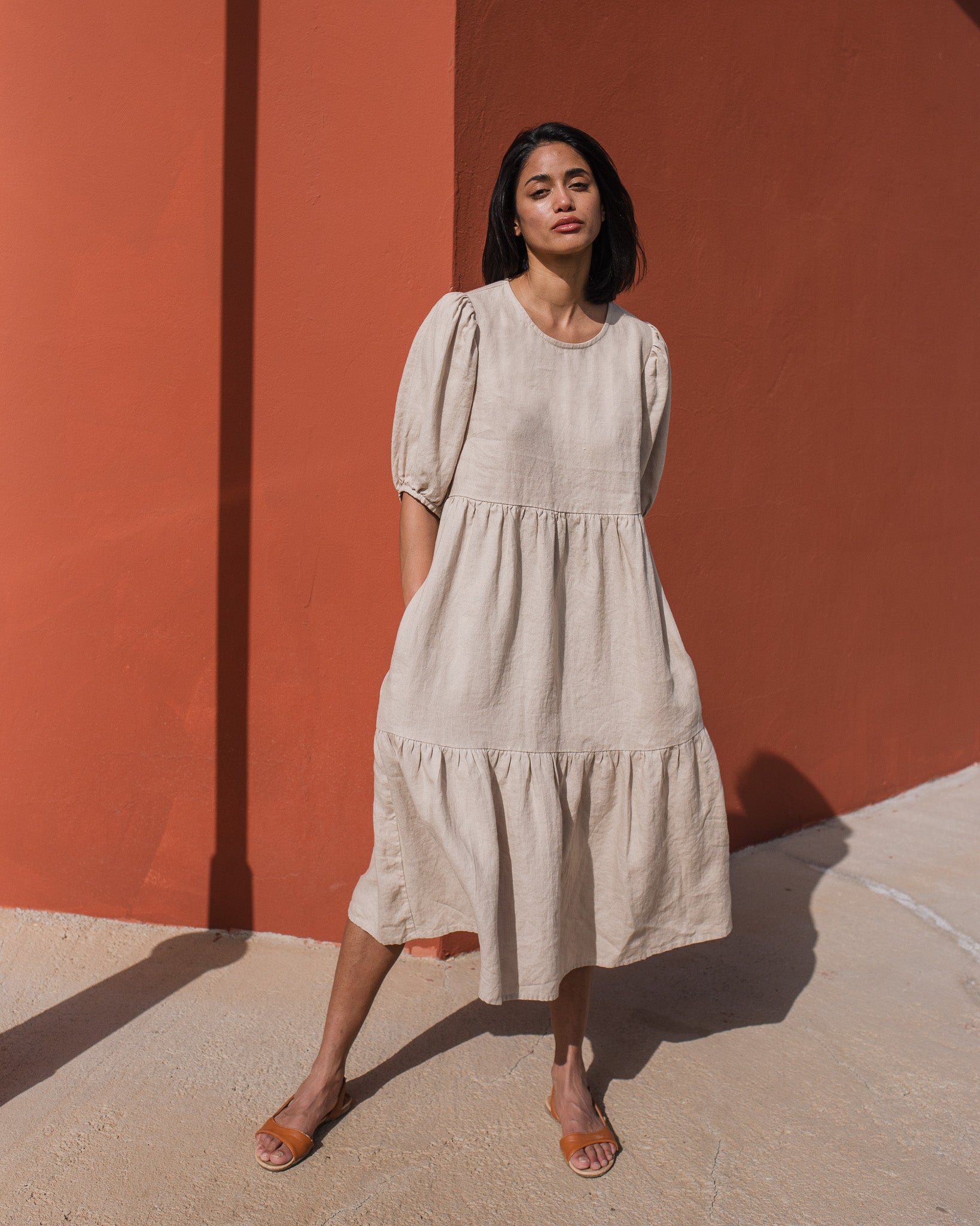 DELPHI tiered linen dress - notperfectlinen