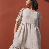 DELPHI tiered linen dress